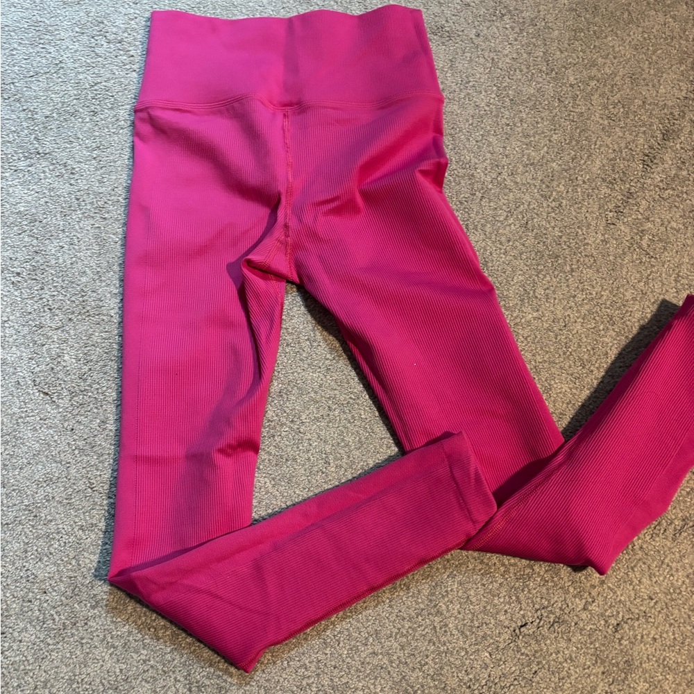 Athleta Vibrant Pink Ribbed Leggings